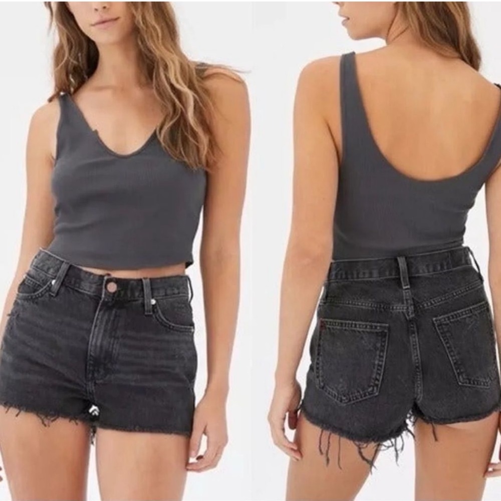 BDG Jean Shorts Girlfriend High Rise Cutoffs Faded Black 100% Cotton Size 31